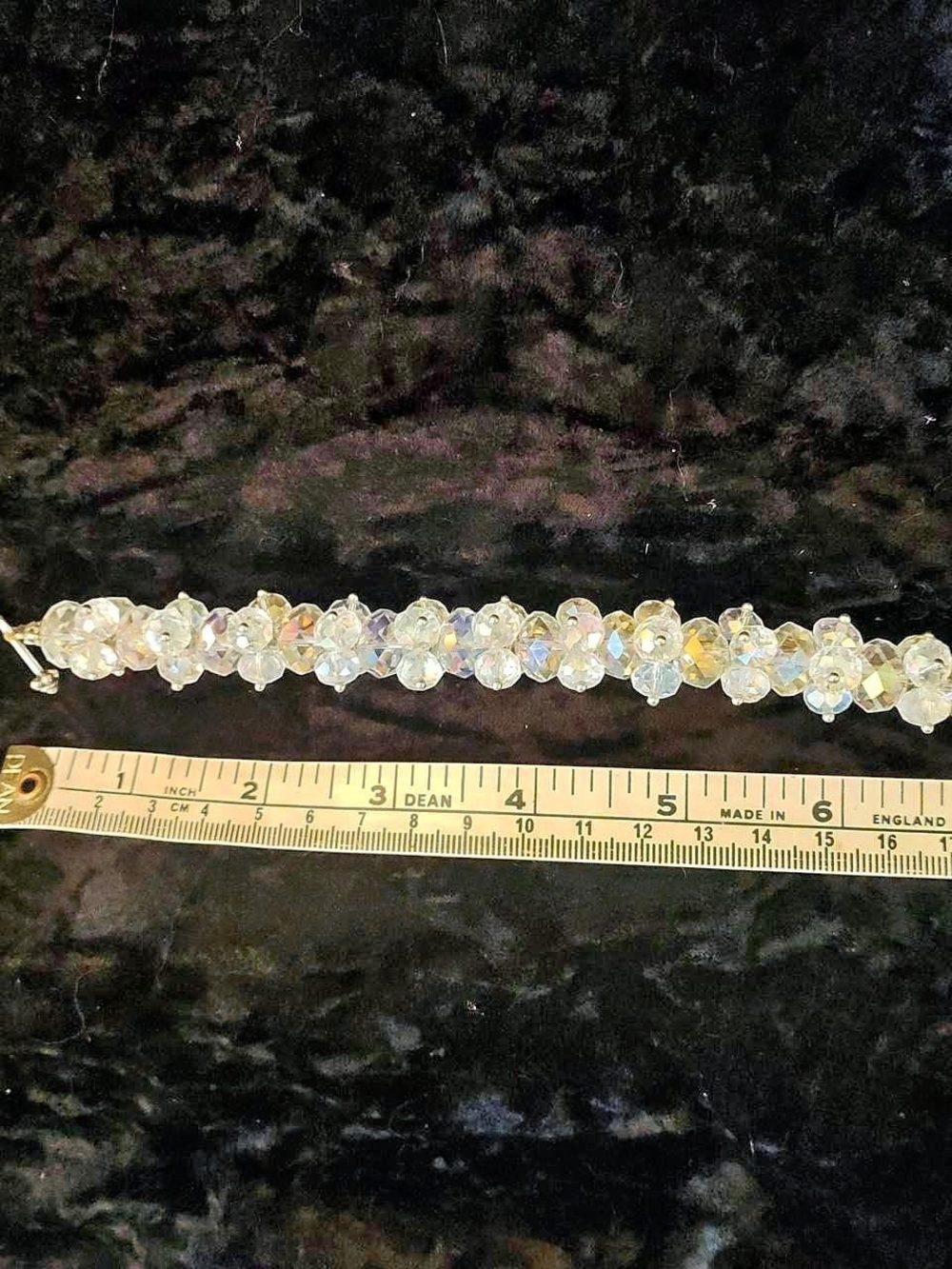Aurora Borealis Crystal Bead Bracelet - Clear Iridescent